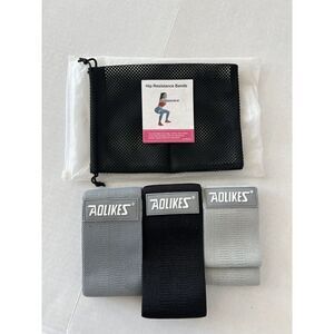 AOLIKES-Set 3 Elastic Rubber Exercise Resistant Bands With Bag & Booklet Workout